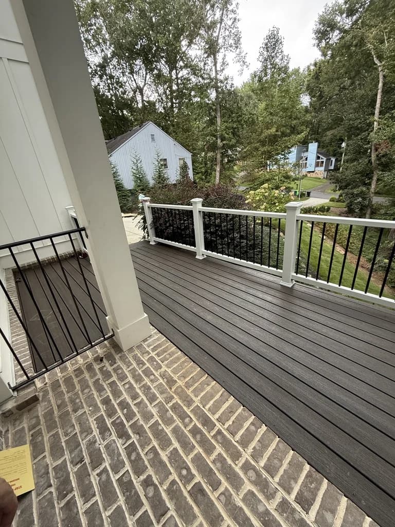 Low-maintenance Trex composite front porch in Kennesaw GA by RBJ Contracting